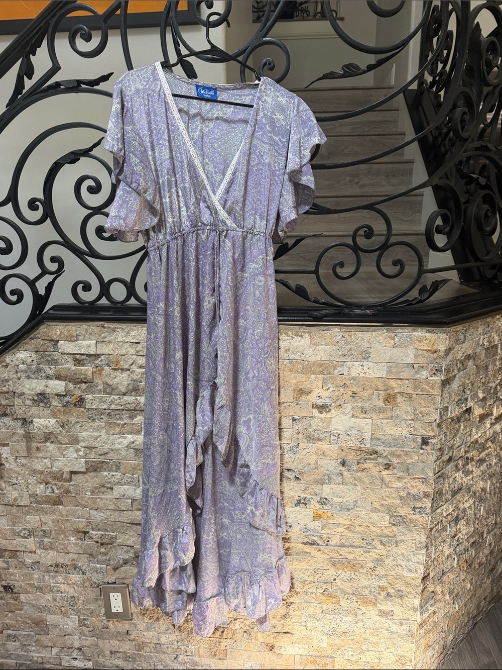 Boho Lavender Ruffle Maxi Dress by (unknown)